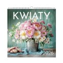 Kalendarz ścienny WIELOPLANSZOWY KWADRAT KWIATY 330mm x 330mm Press (16K)