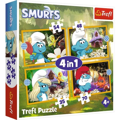 Puzzle Życie w Wiosce Smerfów 4w1 el. Trefl (34664)