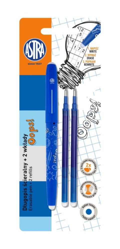 Długopis wymazywalny wymazywalny OPSS! wkład niebieski 0,6mm Zenith