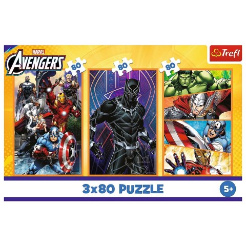 Puzzle Avengers Dni pełne akcji 3x80 el. Trefl (34883)