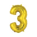 Balon foliowy cyfra 3 złoty 35 cm Godan (FG-C35Z3)