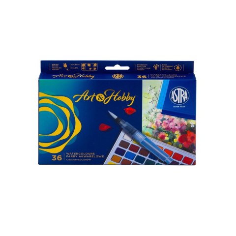 Farby akwarelowe z pedzęlkiem i paletką 36 kolor. Astra (602124006)