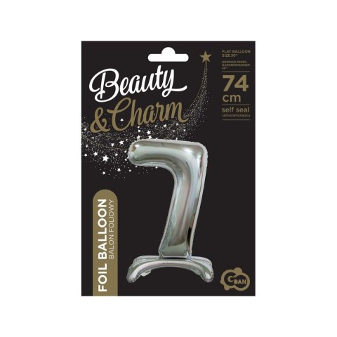 Balon gumowy Beauty&Charm cyfra stojąca srebrna srebrny Godan (BC-ASS7)
