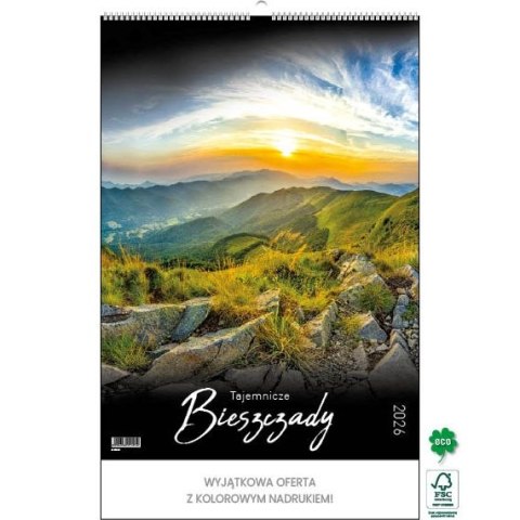 Kalendarz ścienny TAJEMNICZE BIESZCZADY WIELOPLANSZOWY 330mm x 500mm Jotan (WP127)