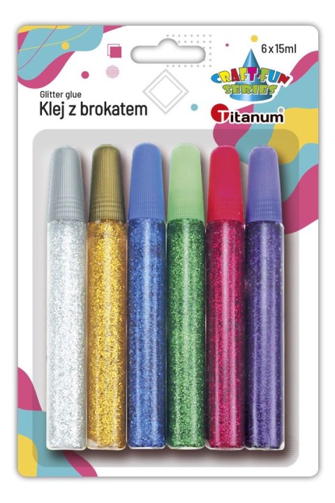 Klej w płynie Craft-Fun Series z brokatem 6 kolorów 15,5ml Titanum