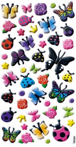 Naklejka (nalepka) Craft-Fun Series wypukła motyle, biedronki, kwiaty Titanum (PPA005)