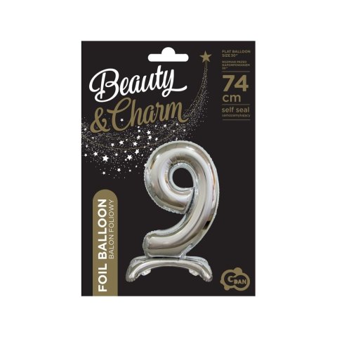 Balon gumowy Beauty&Charm cyfra stojąca srebrna Srebrny Godan (BC-ASS9)