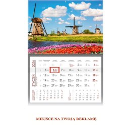 Kalendarz ścienny Wiatraki JEDNODZIELNY plecki szare 512mm x 295mm Wydawnictwo Wokół Nas (KS 056)