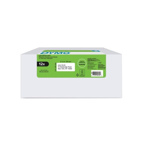 Dymo etykieta do drukarek LW 11352 biała, papierowa, 54mm/25mm | 12 sztuk