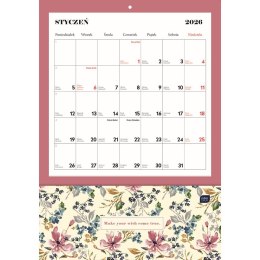 Kalendarz ścienny BLOSSOM 280mm x 400mm Interdruk (z kieszenią)