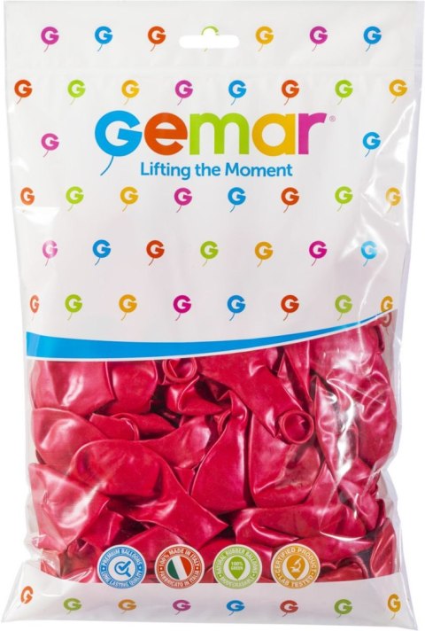 Balon gumowy metalizowany 100 szt czerwony 12cal (GM110/CZ/32)