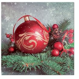 Serwetki Lunch BN Bauble on Twig czerwony papier [mm:] 330x330 Paw (SDL016900)