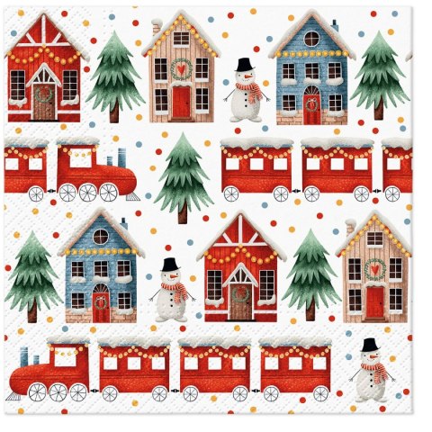 Serwetki Lunch BN Cozy Christmas town mix nadruk bibuła [mm:] 330x330 Paw (SDL236600)