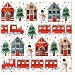 Serwetki Lunch BN Cozy Christmas town mix nadruk bibuła [mm:] 330x330 Paw (SDL236600)