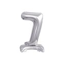 Balon foliowy cyfra 7 stojąca 38cm, srebrny Godan (BC-ATS7)