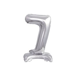 Balon foliowy cyfra 7 stojąca 38cm, srebrny Godan (BC-ATS7)