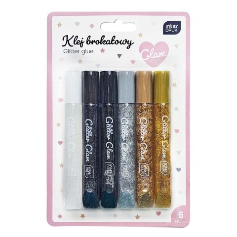 Klej w płynie GLAM brokatowy 5902277356826 10,5ml Interdruk (6x10,5ml)