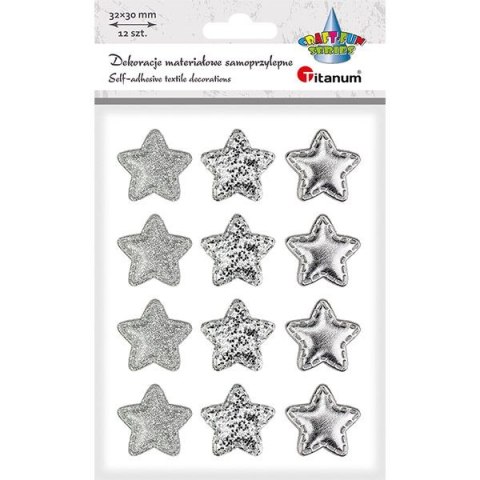 Ozdoba materiałowa Craft-Fun Series samoprzylepna srebrne gwiazdki Titanum (BJ25042713)