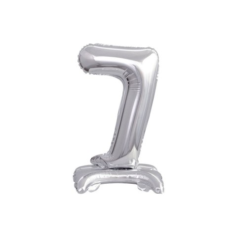 Balon foliowy cyfra 7 stojąca 38cm, srebrny Godan (BC-ATS7)