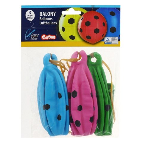 Balon gumowy PREMIUM PIŁKA NOŻNA 3 szt mix 45mm 18cal Godan (GB/PG07)