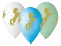 Balon gumowy PREMIUM złoty jednorożec metalizowany 5 szt mix 330mm 13cal (GS120/ZJ)