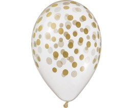 Balon gumowy premium hel konfetti złote 5 szt transparentny 13cal (GS120/752z)