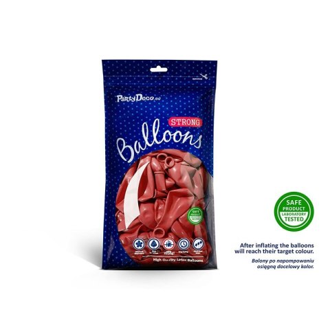 Balon gumowy Party Deco BALONY STRONG METALLIC metalizowany 50 szt czerwony 270mm Partydeco (SB12M-007J/50)
