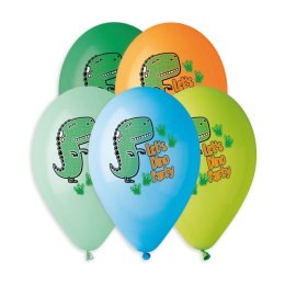Balon gumowy Premium Hel Lets Dino Party 13 cali/5 szt. mix 13cal Godan (GS120/854)