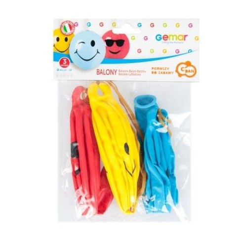 Balon gumowy Uśmiechnięte piłki 3 sztuki bd 3 szt mix 450mm 18cal Godan (GB/PG47)