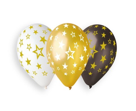Balon gumowy gwiazdki złote 6szt. mix 13cal Godan (GMS120/778ZN)