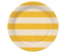 Talerz jednorazowy paski żółty papier śr. 180mm 6 szt Godan (PG-TPA1)