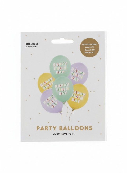 Balon gumowy Happy Birthday, mix mix 300mm Partydeco (SB14P-350-000-6)