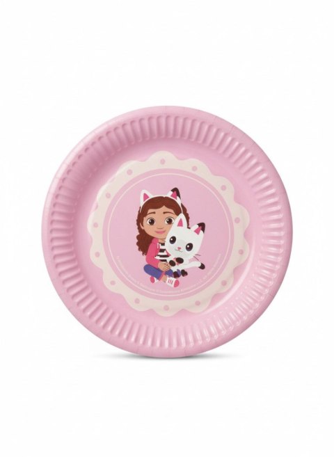 Talerz jednorazowy Koci Domek Gabi papier śr. 180mm 6 szt Partydeco (TPP105)