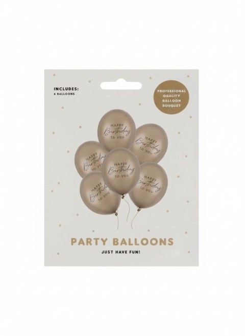Balon gumowy Happy Birthday, Metallic Cold Gold złoty 300mm Partydeco (SB14M-341-019Z-6)
