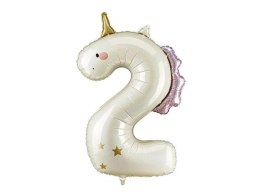 Balon foliowy Cyfra 2 Jednorożec, 93cm Partydeco (FB359-2)