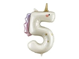 Balon foliowy Cyfra 5 Jednorożec, 93cm Partydeco (FB359-5)