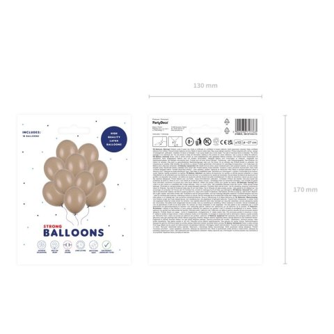 Balon gumowy Party Deco BALONY STRONG pastelowy 10 szt brązowy jasny 270mm Partydeco (SB12P-033J-10)