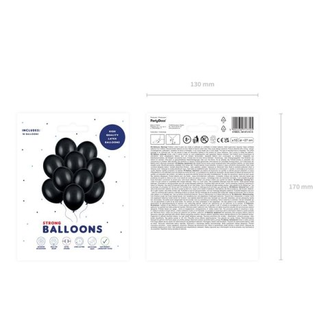 Balon gumowy Party Deco BALONY STRONG pastelowy 10 szt czarny 270mm Partydeco (SB12P-010-10)