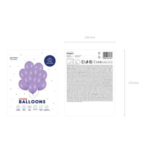 Balon gumowy Party Deco BALONY STRONG pastelowy 10 szt lawendowy 270mm Partydeco (SB12P-004-10)