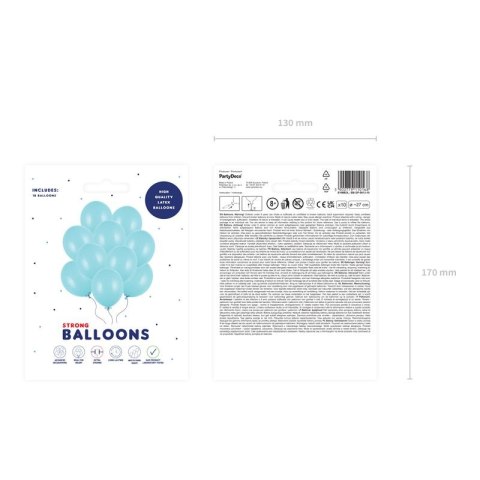 Balon gumowy Party Deco BALONY STRONG pastelowy 10 szt niebieski pastelowy 270mm Partydeco (SB12P-001J-10)