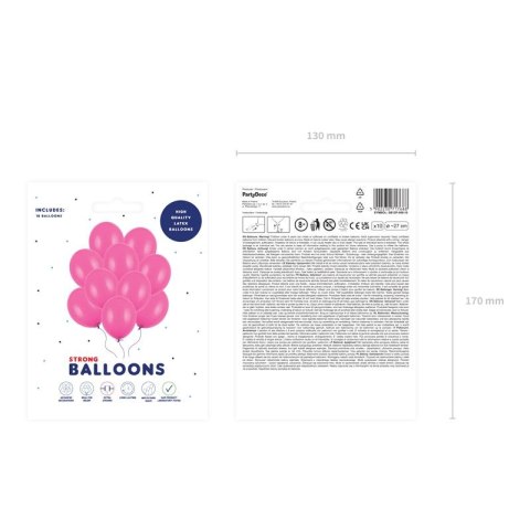 Balon gumowy Party Deco BALONY STRONG pastelowy 10 szt różowy 270mm Partydeco (SB12P-006-10)
