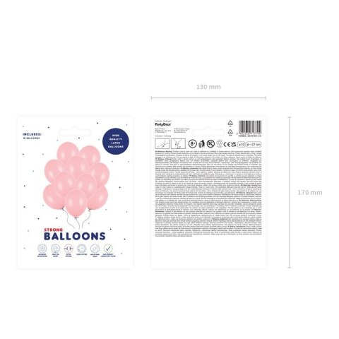 Balon gumowy Party Deco BALONY STRONG pastelowy 10 szt różowy pastelowy 270mm Partydeco (SB12P-081J-10)