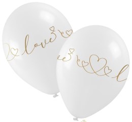 Balon gumowy ze złotym walentynkowym nadrukiem (5 szt.) biały 280mm Arpex (KB8016)