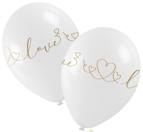 Balon gumowy ze złotym walentynkowym nadrukiem (5 szt.) biały 280mm Arpex (KB8016)