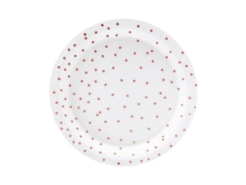 Talerz jednorazowy Kropki, biały papier śr. 180mm 6 szt Partydeco (TPP53-008)