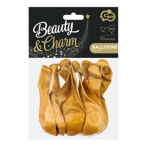 Balon gumowy Beauty&Charm metaliki złote 10szt. złoty metaliczny 300mm 12cal Godan (CB-1MZL)