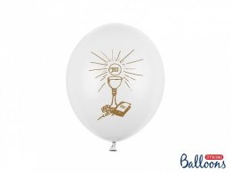 Balon gumowy I Komunia Święta, P. White biały 270mm Partydeco (SB12P-109Z-008-6)