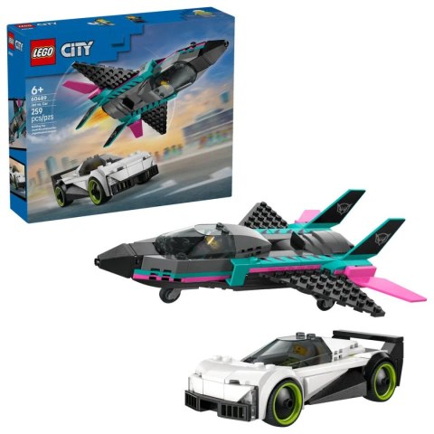 Klocki konstrukcyjne City Odrzutowiec kontra samochód Lego (60489)