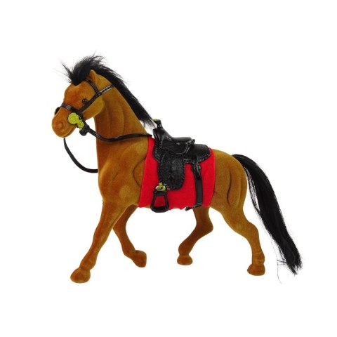 Figurka koń flokowany brązowy 17cm Lean (13380)