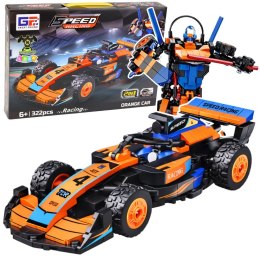 Klocki konstrukcyjne Wyścigówka Auto Robot 2W1 Pomarańczowa 322 el. Lean (29052)